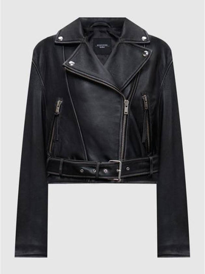 Saletta Leather Biker Jacket Black - MAX MARA - BALAAN 2