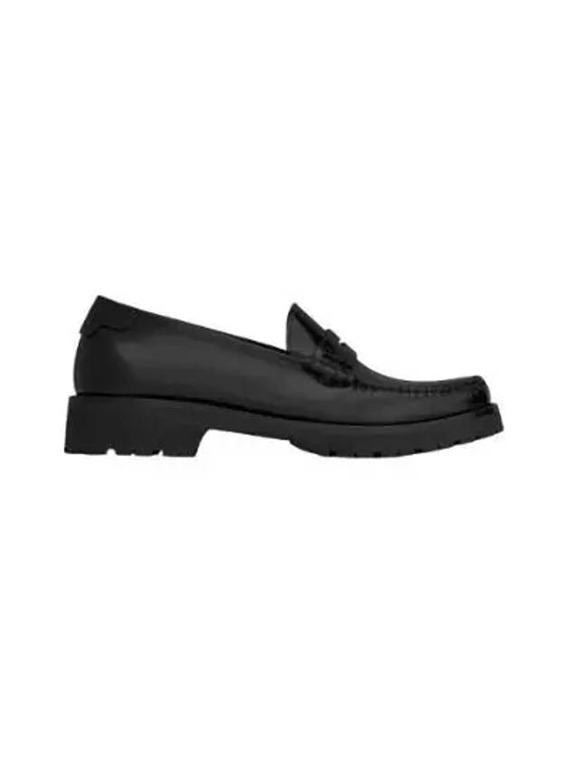 Women's Chunky Penny Slippers Smooth Leather Loafers Black - SAINT LAURENT - BALAAN 2