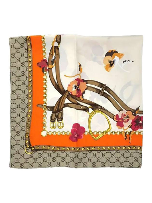 GG Flower Square Silk Scarf - GUCCI - BALAAN 1