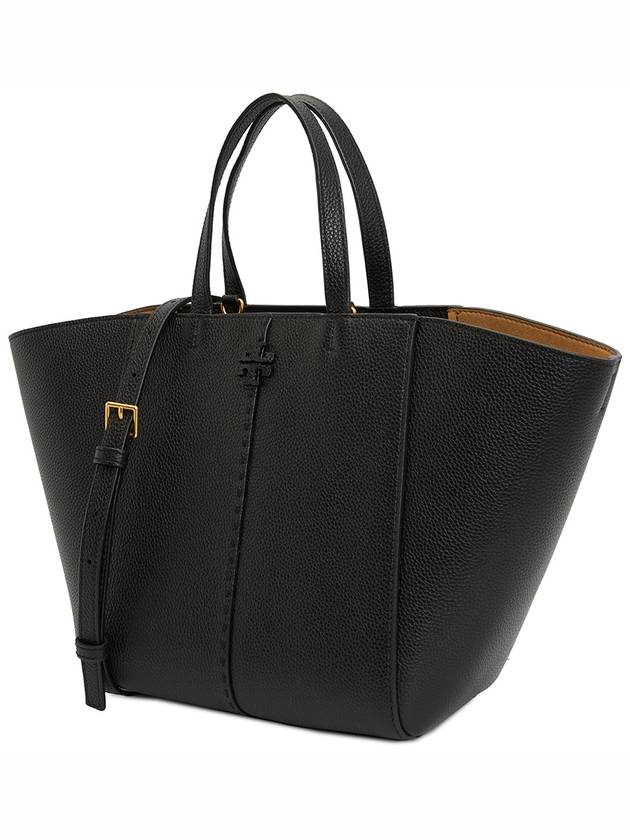 McGraw Carryall Double T Leather Tote Bag Black - TORY BURCH - BALAAN 4