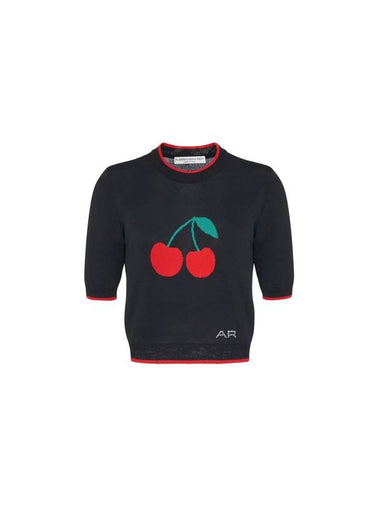 Cherry Short Sleeve Knit Top Black - ALESSANDRA RICH - BALAAN 1