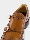 Brogue Leather Monk Strap Brown - MIU MIU - BALAAN 3