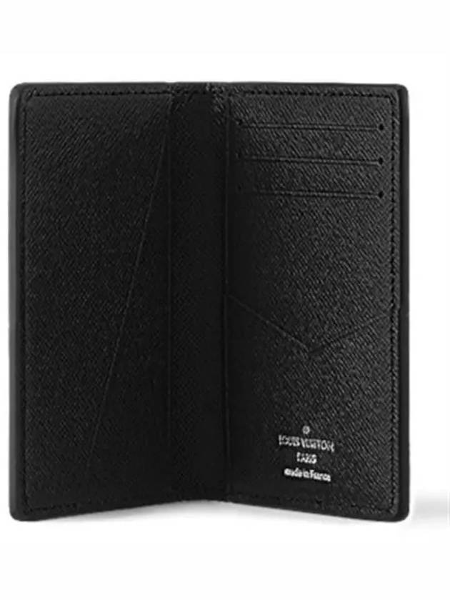 Pocket Organizer Taiga Leather Card Wallet Black - LOUIS VUITTON - BALAAN 4