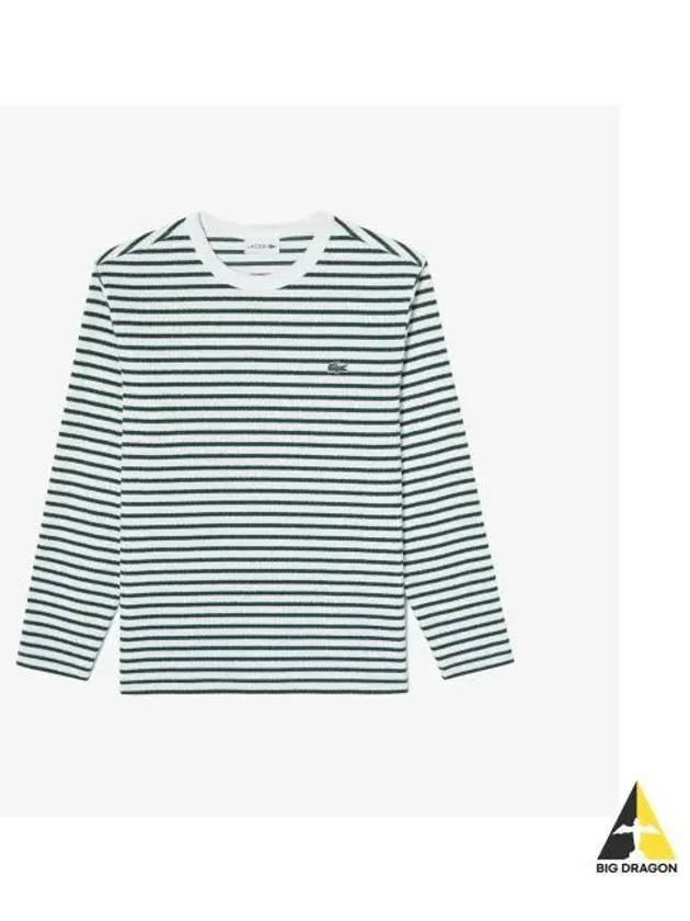 Men s long sleeve striped t shirt deep green - LACOSTE - BALAAN 1