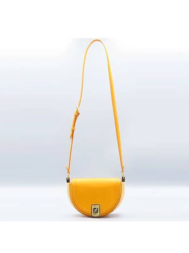 8BT346 Orange Leather Moonlight Saddle Shoulder Bag - FENDI - BALAAN 4