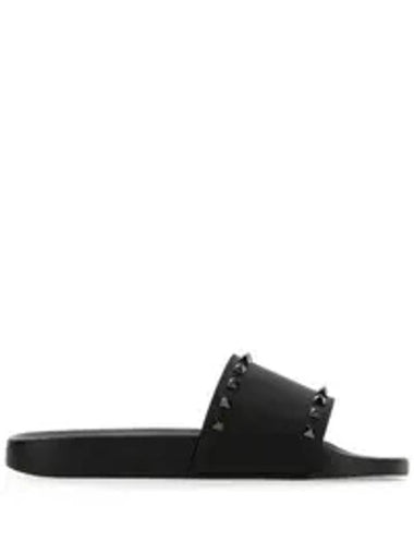 Rockstud Slippers Black - VALENTINO - BALAAN 1