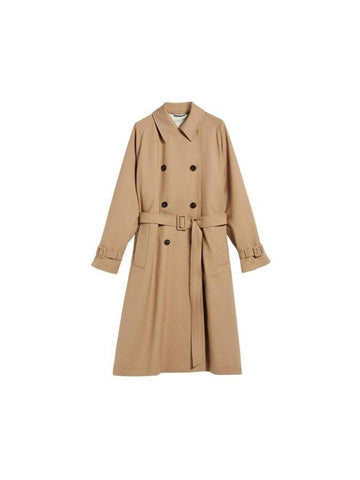 Candida Double Breasted Trench Coat Showerproof Fabric Camel - MAX MARA - BALAAN 1