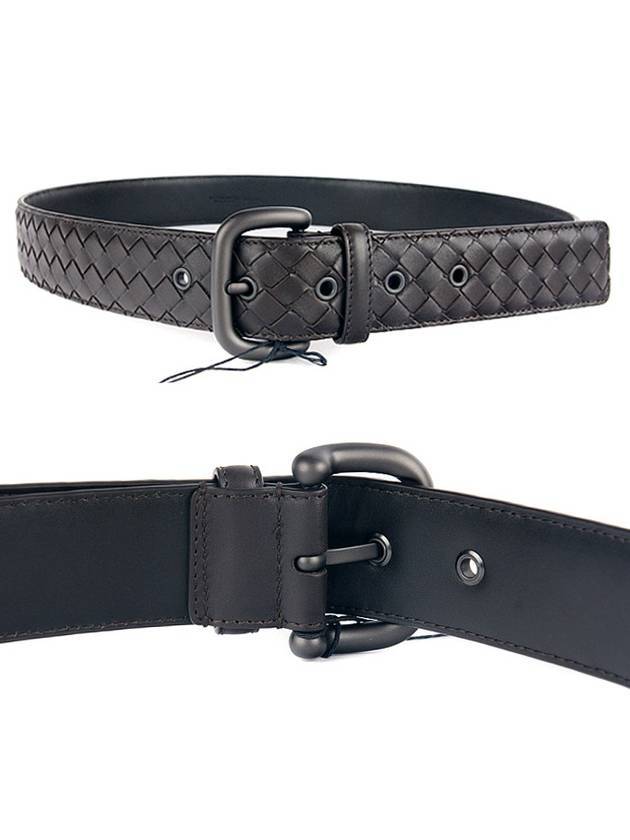 Men's Intrecciato Weaving Leather Belt Dark Brown - BOTTEGA VENETA - BALAAN 3