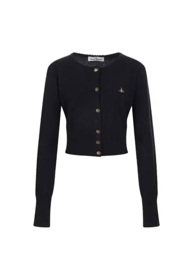 Bea ORB Embroidered Logo Crop Cardigan Black - VIVIENNE WESTWOOD - BALAAN 2