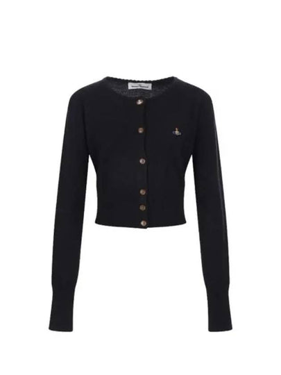 Bea ORB Embroidered Logo Crop Cardigan Black - VIVIENNE WESTWOOD - BALAAN 2