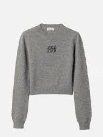 Embroidered Logo Cashmere Knit Top Grey - MIU MIU - BALAAN 2