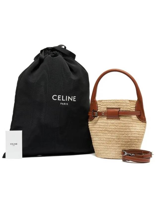 Big Bag Nano Raffia And Calfskin Bucket Bag Natural - CELINE - BALAAN 4