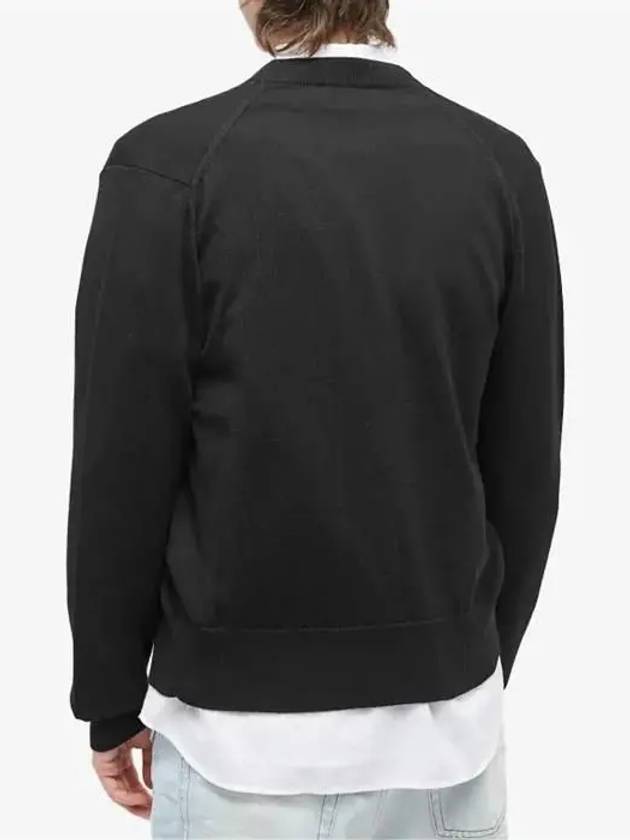 Red Heart Logo Merino Wool Cardigan Black - AMI - BALAAN 6