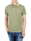 Men's Logo Patch Cotton Short Sleeve Polo Shirt Green - STONE ISLAND - 2