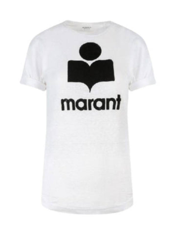 Isabel Marant Coldy Logo T Shirt White Black TS0004FA A1N09E 20WH - ISABEL MARANT - BALAAN 1