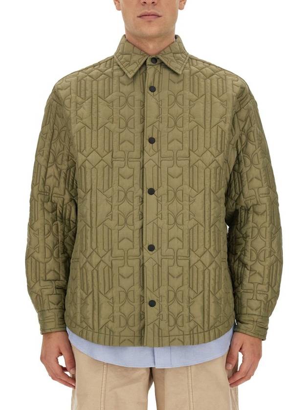 Monogram Quilted Overshirt Green PMEA251E23FAB0015610 - PALM ANGELS - BALAAN 2