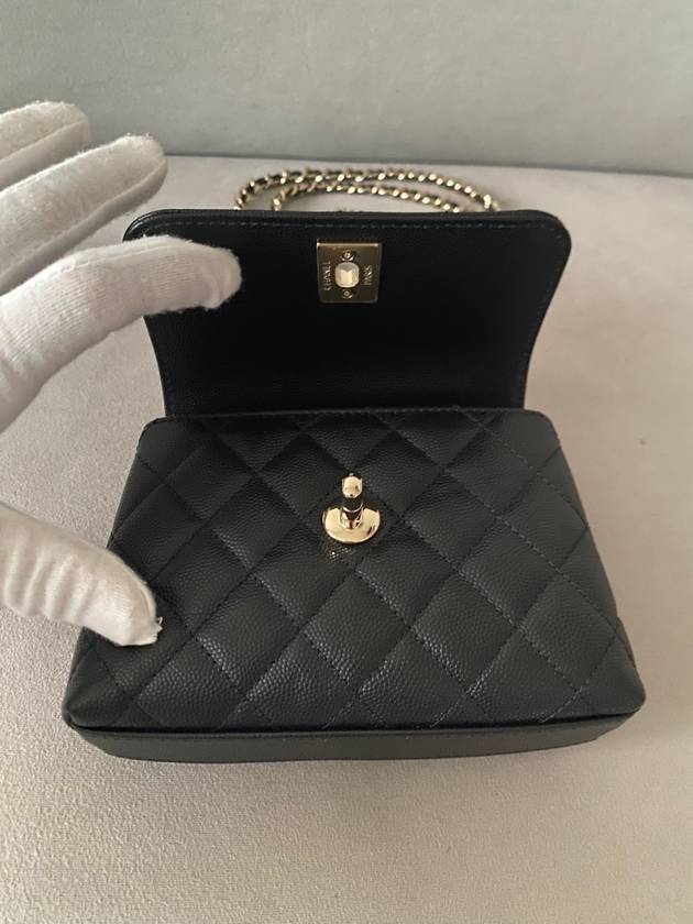 Coco handle micro mini cross bag WOC caviar black gold AP4244 - CHANEL - BALAAN 8