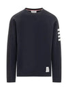 4-Bar Striped Cotton Long Sleeve T-Shirt Navy - THOM BROWNE - BALAAN 2