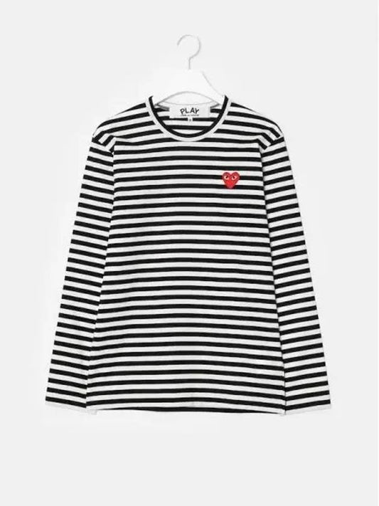 Unisex Red Heart Waffen Striped T shirt Black Domestic Product GM0024050992392 - COMME DES GARCONS PLAY - BALAAN 1