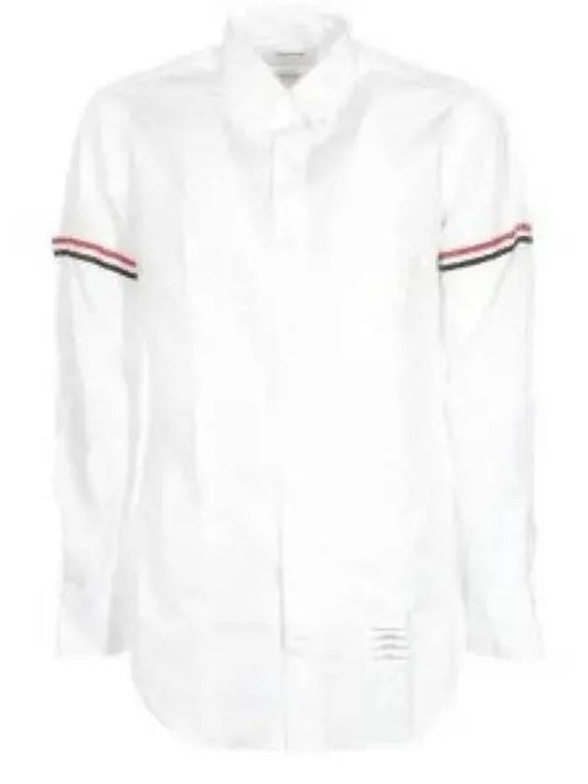 Men's Poplin Grosgrain Armband Classic Long Sleeve Shirt White - THOM BROWNE - BALAAN 2