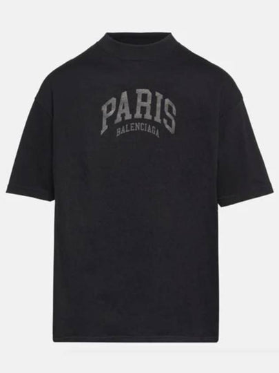 Cities Paris Logo Medium Short Sleeve T-Shirt Black - BALENCIAGA - BALAAN 2