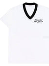 Embroiderd Logo V-neck Short Sleeve T-shirt White - ALEXANDER MCQUEEN - BALAAN 8