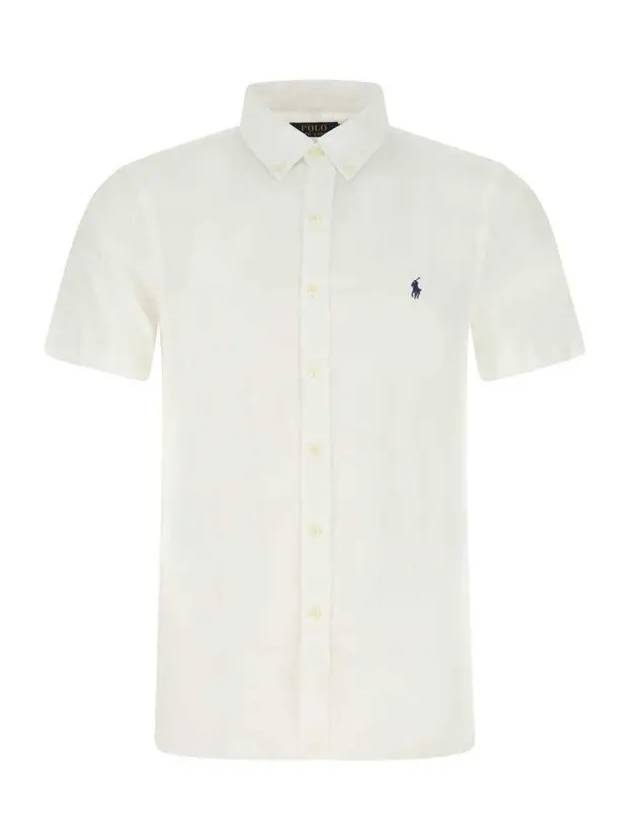 Men's Pony Embroidery Short Sleeve Shirt White - POLO RALPH LAUREN - BALAAN.