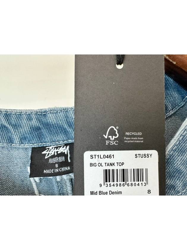 AU Australia BIG OL Tank Top ST1L0461 Mid Blue Denim WOMENS - STUSSY - BALAAN 4