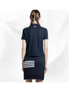 Women's Round Collar Short Sleeve Polo Shirt Navy - THOM BROWNE - BALAAN 4