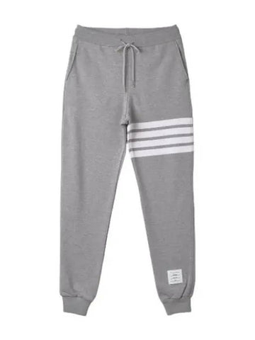 Diagonal cotton loopback sweatpants light gray - THOM BROWNE - BALAAN 1