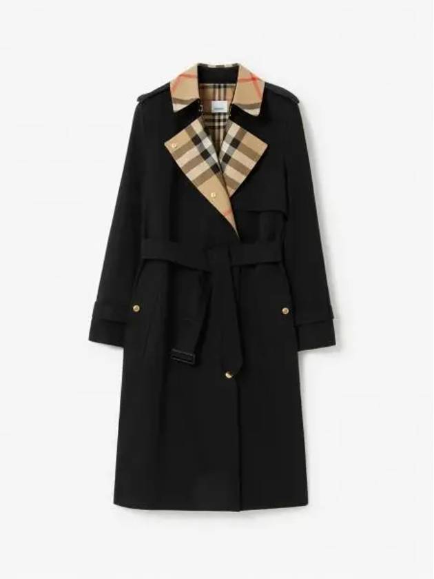 Check Panel Gabardine Trench Coat Black - BURBERRY - BALAAN 2