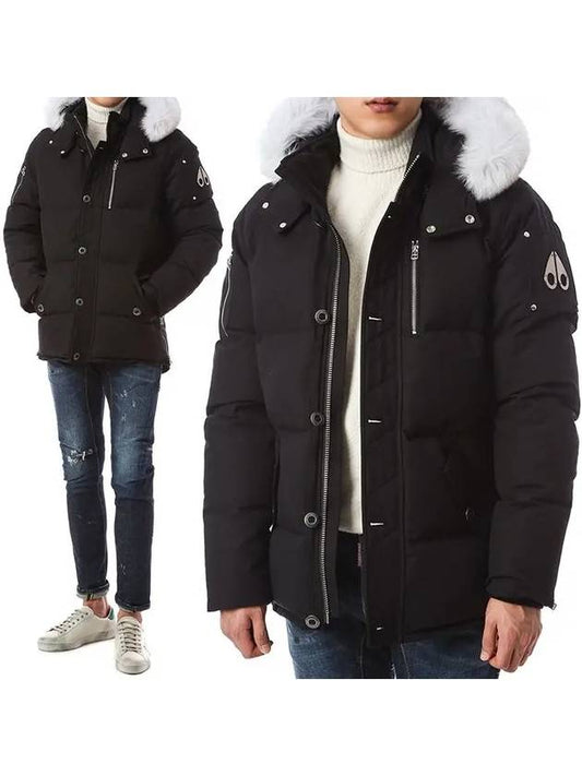 Threequarter Down Jacket White Fox Fur Black - MOOSE KNUCKLES - BALAAN 2