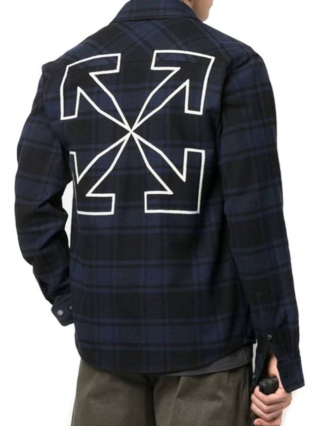 outline arrow back print logo long sleeve shirt blue - OFF WHITE - BALAAN.