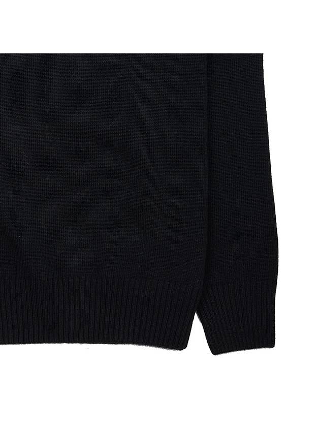 Lambswool GRS Crew Neck Knit Top Black - CP COMPANY - BALAAN 7