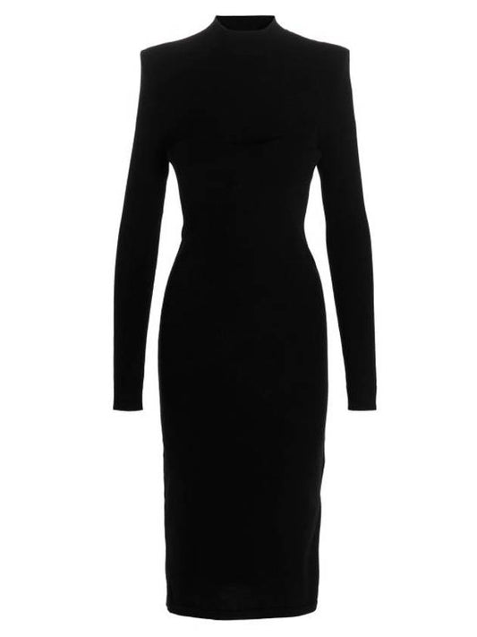 Talento Mockneck Midi Dress Black - MAX MARA SPORTMAX - BALAAN 1