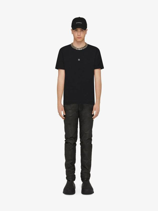 Slim fit logo embroidered short sleeve T-shirt - GIVENCHY - BALAAN 1