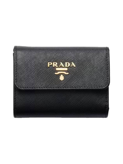 Saffiano Metal Logo Half Wallet Black - PRADA - BALAAN 2