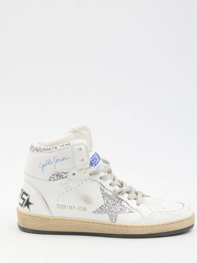 Sky Star Glitter Logo High Top Sneakers White - GOLDEN GOOSE - BALAAN 2