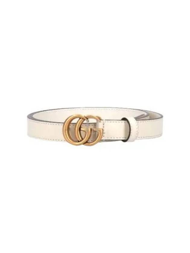 GG Marmont Double Buckle Thin Belt White - GUCCI - BALAAN 2