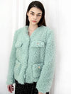 V Neck Wool Jacket Mint - DAMAGE MNEMONIC - BALAAN 1