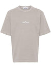 Logo Print Short Sleeve T-Shirt Dust - STONE ISLAND - BALAAN 1