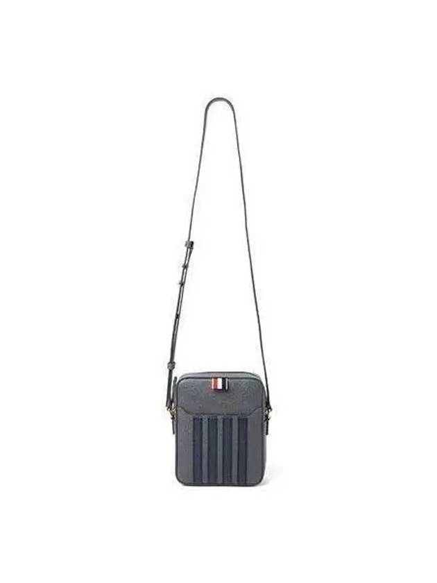 Pebble grain leather diagonal bar cross bag dark gray MAG432A - THOM BROWNE - BALAAN 1