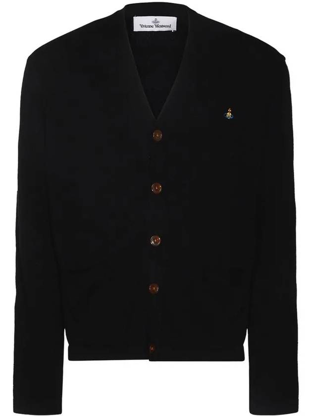 V Neck Cotton Cardigan Black - VIVIENNE WESTWOOD - BALAAN 3