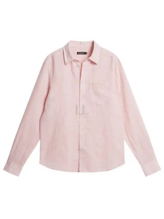 Slim Linen Melange Long Sleeve Shirt Powder Pink - J.LINDEBERG - BALAAN 2