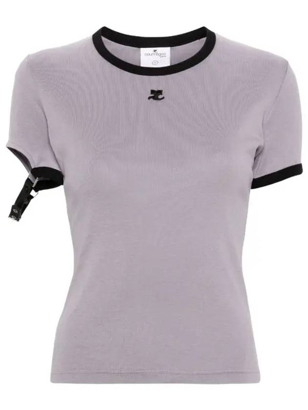 Courrèges Buckle Contrast Short Sleeve TShirt 124JTS117JS0070 B102 - COURREGES - BALAAN 1