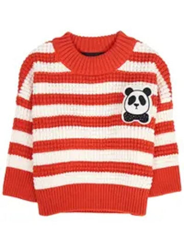 Kids Relax Fit Panda Patch Knit Top Red - MINI RODINI - BALAAN 1