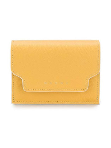 Saffiano Leather Trifold Half Wallet Yellow - MARNI - BALAAN 1