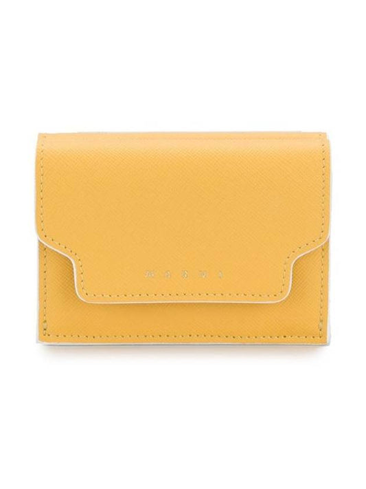 Saffiano Leather Trifold Half Wallet Yellow - MARNI - BALAAN 1