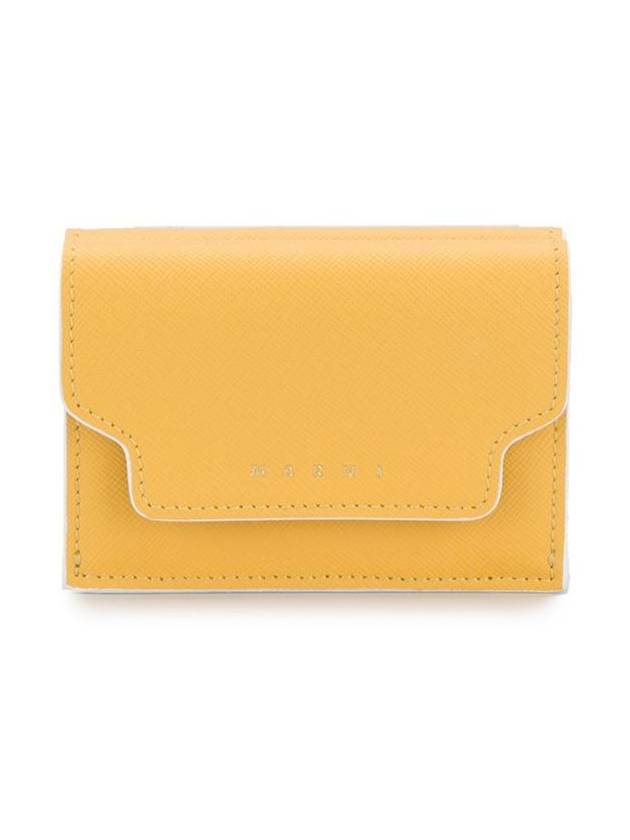 Saffiano Leather Trifold Half Wallet Yellow - MARNI - BALAAN 1