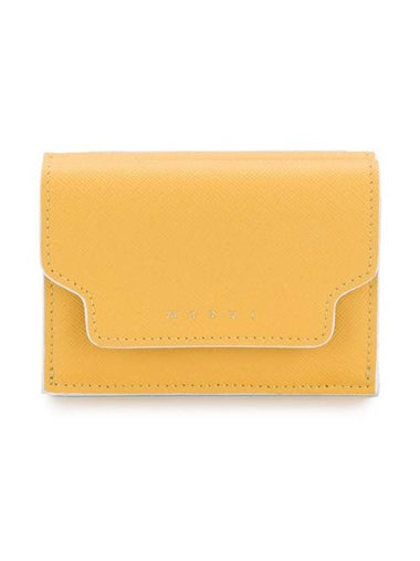 Saffiano Leather Trifold Half Wallet Yellow - MARNI - BALAAN 1